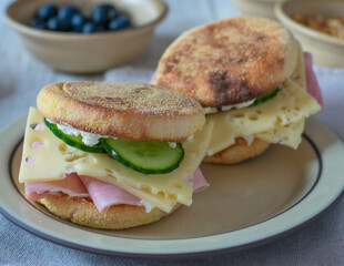 English muffin sandwiches for breakfast