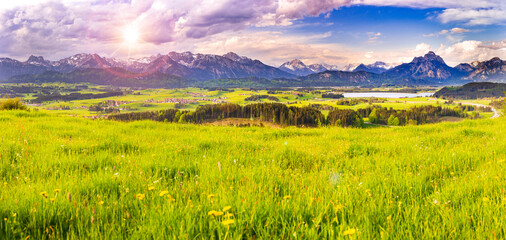beautiful panoramic landscape in Bavaria, Germany
