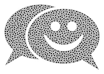 Vector happy chat covid mosaic icon created for medicare advertisement. Happy chat mosaic is designed of small covid infection icons.