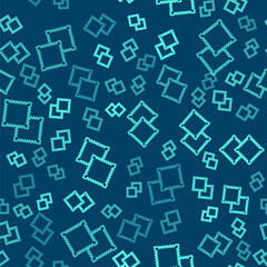 Green line Textile fabric roll icon isolated seamless pattern on blue background. Roll, mat, rug, cloth, carpet or paper roll icon. Vector