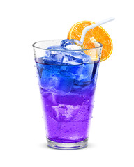 グラス バタフライピー 氷 オレンジ 飲み物 イラスト リアル ストロー