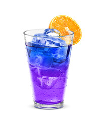 グラス バタフライピー 氷 オレンジ 飲み物 イラスト リアル 汗 