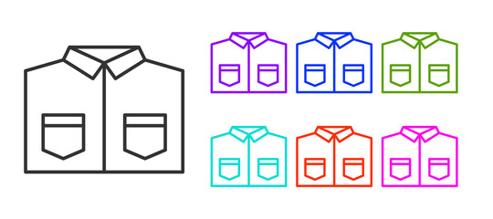 Black line Shirt icon isolated on white background. Set icons colorful. Vector