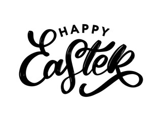 Fototapeta premium Happy Easter lettering card. Hand drawn lettering poster for Easter. Ink illustration. Modern calligraphy. Happy Easter typography background.
