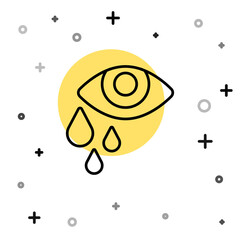 Black line Tear cry eye icon isolated on white background. Random dynamic shapes. Vector
