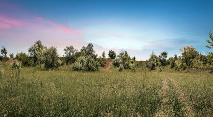 Steppe landscape in summer, Donetsk ridge, Ukraine 
