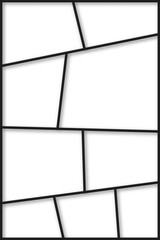 Collage, photo frame vertical, landscape with shadow. Vector illustration of a template on an isolated background.