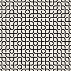 Vector seamless pattern. Decorative geometric interlaced lines design. Monochrome bold wavy stripes background.