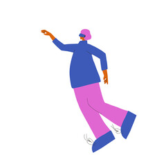 Fototapeta premium Man with vr glasses. Vector virtual reality set