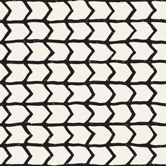 Hand-drawn lines geometric seamless pattern. Monochrome black and white ink strokes. Abstract vector background texture.