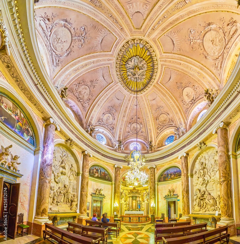 Poster Panorama of Capilla del Santisimo Sacramento in Oratorio de La Santa Cueva in Cadiz, Spain