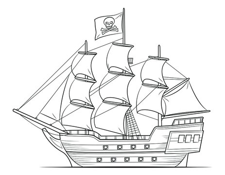 Pirate Ship Outline PNG Transparent Images Free Download | Vector Files |  Pngtree