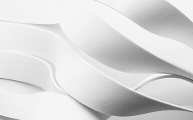 White curved elements with grainy background, abstract