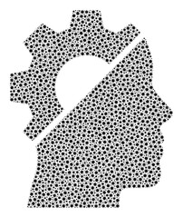 Vector cyborg gear covid-2019 composition icon done for pandemic projects. Cyborg gear mosaic is done of little covid pathogen items.