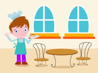 Boy preparing food vector concept for banner, website, illustration, landing page, flyer, etc.