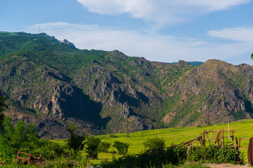 Obraz premium Amazing landscape with field and mountains, Armenia