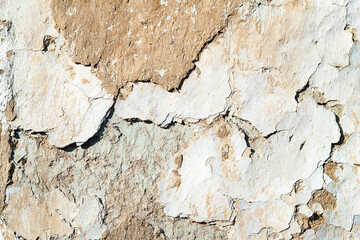 Old plastered wall background. Texture old peeling potreskanoy, weathered plaster chipped and cracked. Collapsing clay wall. Destructive influence of time and environment.