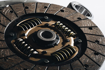 Automotive clutch disc, auto parts, close up.