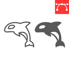 Orca line and glyph icon, sea and ocean animals, orca vector icon, vector graphics, editable stroke outline sign, eps 10. © amin268