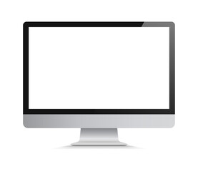 Isolated modern monitor on white background. Realistic mockup for your design. Vector illustration.