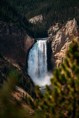 Amazing Lower Waterfall at the Grand Canyon of the Yellowstone National Park in the USA