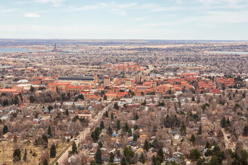 Fototapeta na wymiar Aerial view of Boulder, Colorado, from Panorama Point in Boulder mountain park