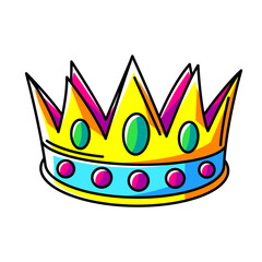 Illustration of crown. Colorful cute cartoon icon.
