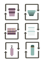 エコ　リユース　をわかりやすくイメージしたアイコンセット