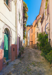 Bosa (Sardinia, Italy) - A view of the touristic and charming colorful old town in the marine coast of Oristano, one of the most beautiful on the island of Sardegna.