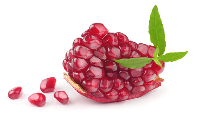 Ripe pomegranate fruit isolated on white background