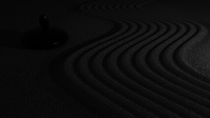 Fototapeta na wymiar 3d rendering of stone on the beach with wave sand