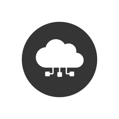 Single white icon of a cloud computing. Vector illustration