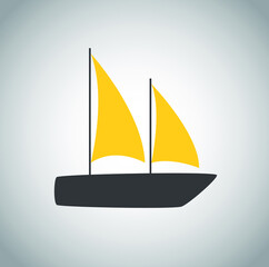 Sailboat yellow icon on white background 