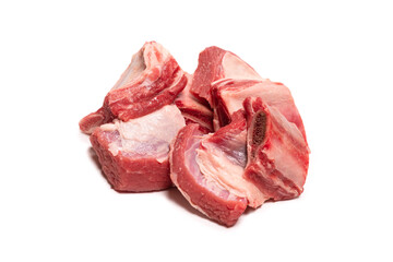 Raw beef ribs isolated on white background.