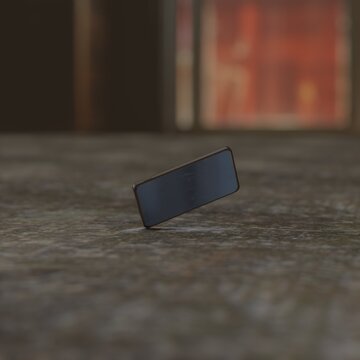 3D Rendering of  the corner of a Smartphone hitting a stone floor and not being damaged