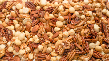 Mix of nuts as a background.