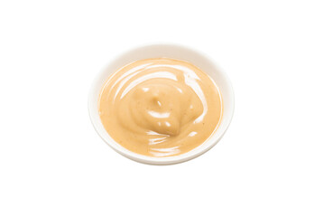 Mushroom sauce in a bowl isolated on white background.