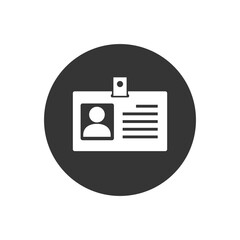 ID card vector white icon, identification card icon, personal identification card symbol