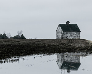 old barn in the water