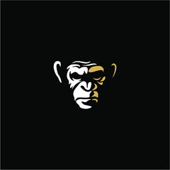 angry monkey ape head character illustration logo icon vector