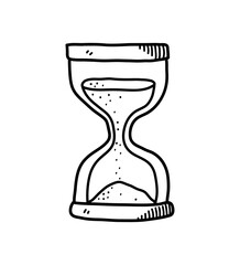 Sand hourglass doodle, a hand drawn vector doodle of an hourglass with sand inside.