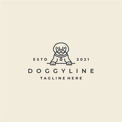 Vintage Line art Dog Logo Design