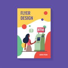 African American woman using ATM. Money, card, cash flat vector illustration. Finance and digital technology concept for banner, website design or landing web page