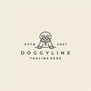 Vintage Line art Dog Logo Design