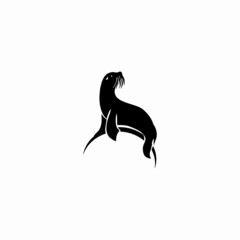 Silhouette of a sea lion. Vector icon logo isolated on white background
