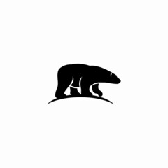 Creative illustration of bear logo icon design vector in silhouette style
