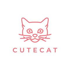 Fototapeta premium Cat Head Line art Logo - vector illustration