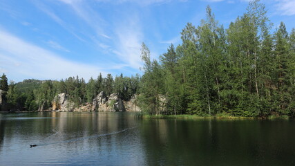 The flooded quarry in the beautiful rocky nature at Adrspach, Czech republic