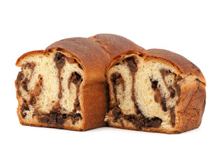 Romanian sweet bread known as cozonac isolated on white