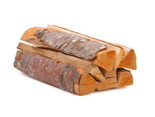Beech tree firewood isolated on white
